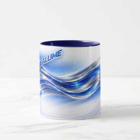 Aqualume Flow  – Blue Silver Wave Energy Mug マグカップ (中央)