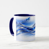 Aqualume Flow  – Blue Silver Wave Energy Mug マグカップ (正面左)