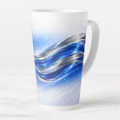 Aqualume Flow Shirt – Blue Silver Wave Energy Desi カフェラテマグ (右アングル)