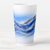 Aqualume Flow Shirt – Blue Silver Wave Energy Desi カフェラテマグ (正面)