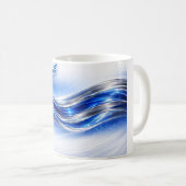 Aqualume Flow Shirt – Blue Silver Wave Energy Desi コーヒーマグカップ (正面右)