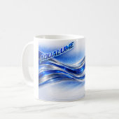 Aqualume Flow Shirt – Blue Silver Wave Energy Desi コーヒーマグカップ (正面左)