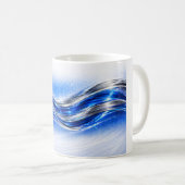 Aqualume Flow Shirt – Blue Silver Wave Energy Desi コーヒーマグカップ (正面右)