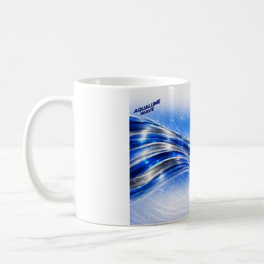 Aqualume Flow Shirt – Blue Silver Wave Energy Desi コーヒーマグカップ (左)