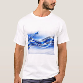 Aqualume Flow Tシャツ - ブルーシルバーウェーブ エナジーデザイン