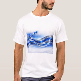 Aqualume Flow Tシャツ - ブルーシルバーウェーブ エナジーデザイン
