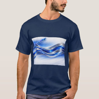 Aqualume Flow Tシャツ - ブルーシルバーウェーブ エナジーデザイン