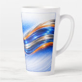 Aqualume Wave Mug – Blue Orange Abstract Flow Desi カフェラテマグ (右)