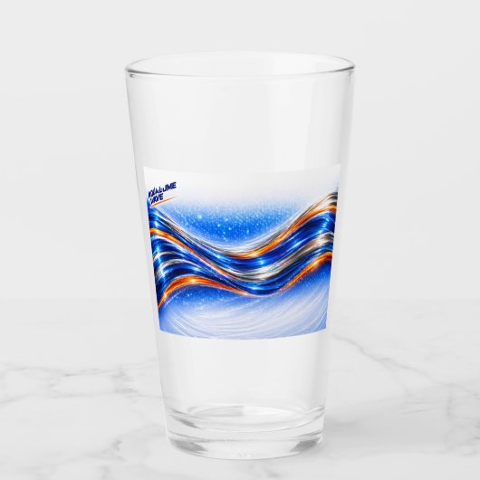 Aqualume Wave Shirt – Blue Orange Abstract Flow De タンブラーグラス (正面)
