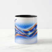 Aqualume Wave Shirt – Blue Orange Abstract Flow De マグカップ (中央)