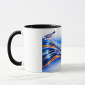 Aqualume Wave Shirt – Blue Orange Abstract Flow De マグカップ (左)
