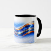 Aqualume Wave Shirt – Blue Orange Abstract Flow De マグカップ (正面右)