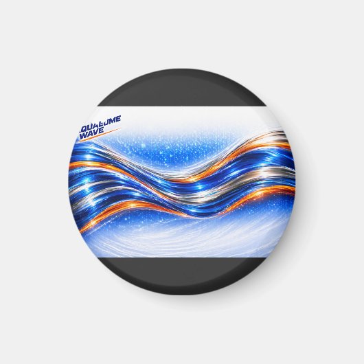 Aqualume Wave Tシャツ - ブルーオレンジ抽象的な流れのデザイン マグネット (正面)