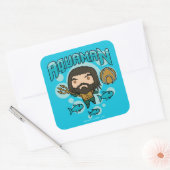 Aquaman |のチビ（小さくかわいく書いた感じ）のAquamanの海底グラフィック スクエアシール (封筒)
