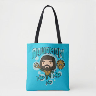 Aquaman のチビ(小さくかわいく書いた感じ)のAquamanの海底グラフィック トートバッグ