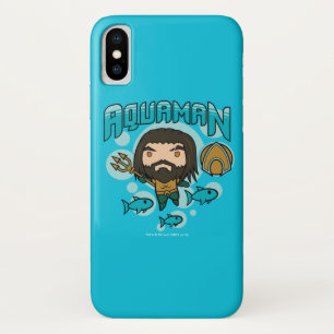 Aquaman のチビ(小さくかわいく書いた感じ)のAquamanの海底グラフィック iPhone X ケース