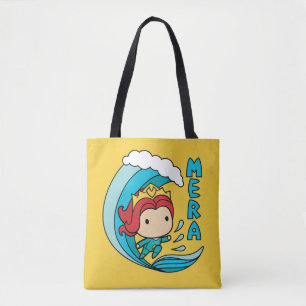 Aquaman のチビ(小さくかわいく書いた感じ)のMeraの乗馬の波のグラフィッ トートバッグ