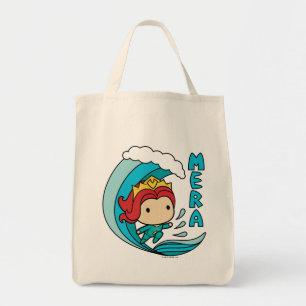 Aquaman のチビ(小さくかわいく書いた感じ)のMeraの乗馬の波のグラフィッ トートバッグ