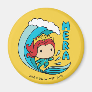 Aquaman  のチビ（小さくかわいく書いた感じ）のMeraの乗馬の波のグラフィッ マグネット