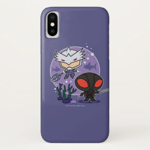 Aquaman のチビ(小さくかわいく書いた感じ) Orm及び黒いマンタの海底グラ iPhone X ケース