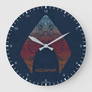 Aquaman のペイズリーのAquamanのロゴ ラージ壁時計