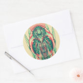 Aquaman |の女王の漁師のアールヌーボーのパネル ラウンドシール (封筒)