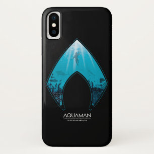 Aquaman はAquamanのロゴの海のグラフィックを見通します iPhone X ケース