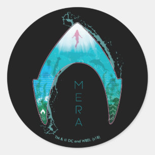 Aquaman はMeraの記号の海のグラフィックを見通します ラウンドシール