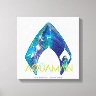 Aquaman 屈折させたAquamanのロゴ キャンバスプリント
