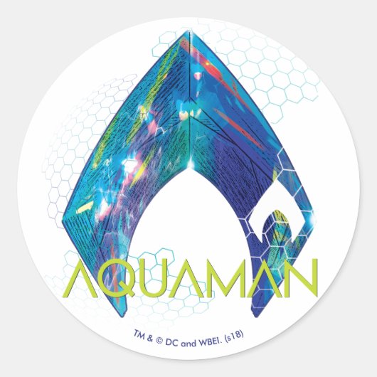 Aquaman |屈折させたAquamanのロゴ ラウンドシール (正面)