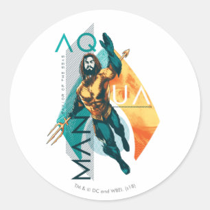 Aquaman  現代主義のAquamanのコラージュ ラウンドシール