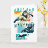 Aquaman |現代主義のAquaman及び黒いマンタのグラフィック カード (黄色い花)