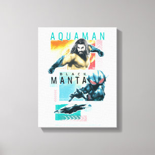 Aquaman 現代主義のAquaman及び黒いマンタのグラフィック キャンバスプリント