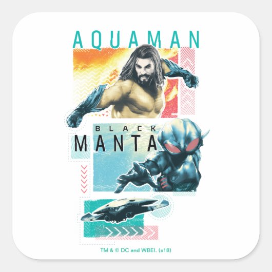 Aquaman |現代主義のAquaman及び黒いマンタのグラフィック スクエアシール (正面)