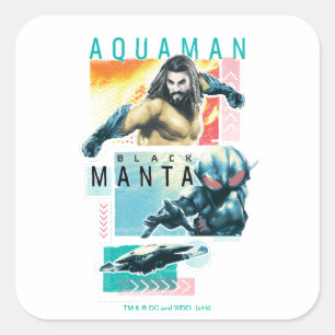 Aquaman  現代主義のAquaman及び黒いマンタのグラフィック スクエアシール
