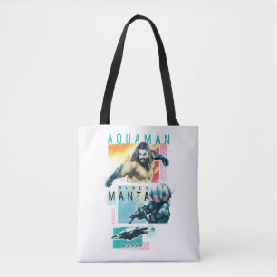 Aquaman 現代主義のAquaman及び黒いマンタのグラフィック トートバッグ