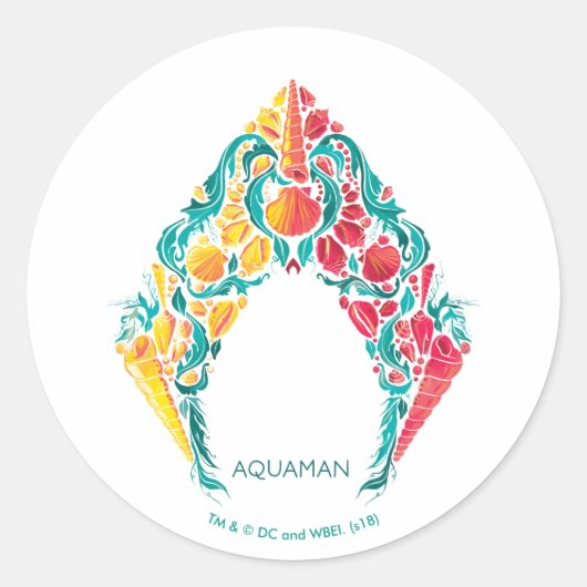 Aquaman | Aquaman及びMeraのテーマの貝殻のロゴ ラウンドシール (正面)