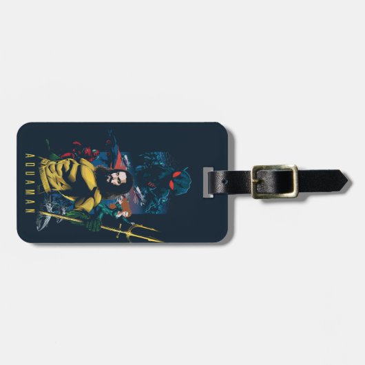 Aquaman | Orin、Meraおよび黒いマンタのグラフィック ラゲッジタグ (正面横)