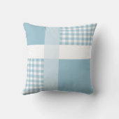 Aquamarine Add Your Photo Gingham モダン Monogram クッション (裏面)