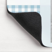 Aquamarine Add Your Photo Gingham モダン Monogram マウスパッド (コーナー)