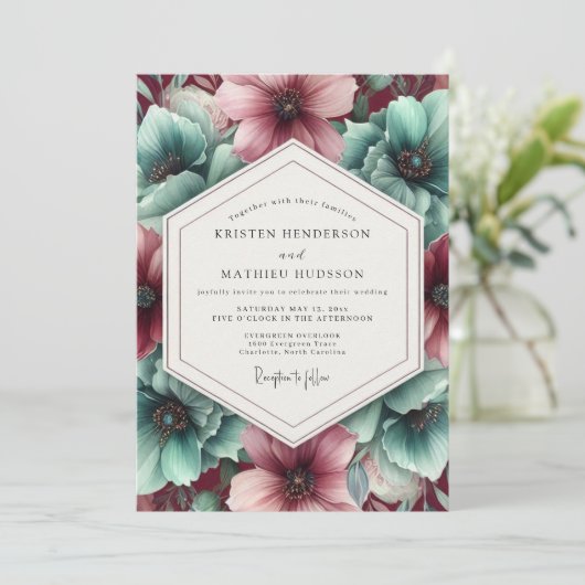 Aquamarine Bloom Wedding 招待状 (スタンド正面)