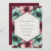 Aquamarine Bloom Wedding 招待状 (正面/裏面)