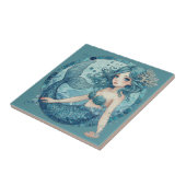 Aquamarine Blue Eye Mermaid Tropical Ocean Corals タイル (側面)