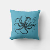 Aquamarine Blue Octopus Throw Pillow クッション (正面)