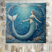 Aquamarine Mermaid Ocean Mosaic Iridescent Alcove  タイル