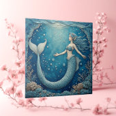 Aquamarine Mermaid Ocean Mosaic Iridescent Alcove  タイル