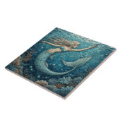 Aquamarine Mermaid Ocean Mosaic Luminous Coral Art タイル (側面)