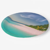 Aquamarine Ocean Tropical Beach Scenic ペーパープレート (アングル)