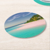 Aquamarine Ocean Tropical Beach Scenic ラウンドペーパーコースター (アングル)