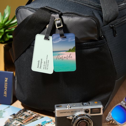 Aquamarine Ocean Tropical Beach Scenic ラゲッジタグ (正面&裏面)